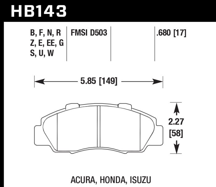 Колодки тормозные HB143E.680 HAWK Blue 9012 передние HONDA