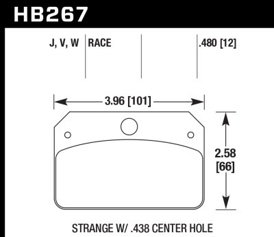Колодки тормозные HB267J.480 HAWK DR-97 Strange w/ 0.438 in. center hole 12 mm