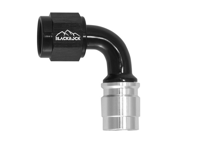 - 6 AN (6AN AN6) фитинг 90°, под опрессовку, под PTFE шланг, BLACKROCK LAB ЧЁРНЫЙ, C06-090-8BK