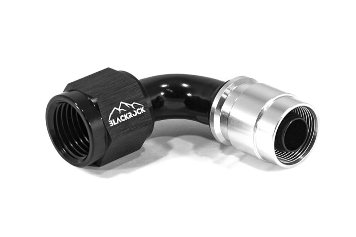 - 6 AN (6AN AN6) фитинг 90°, под опрессовку, под PTFE шланг, BLACKROCK LAB ЧЁРНЫЙ, C06-090-8BK