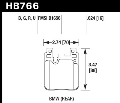 Колодки тормозные HB766Z.624 задн. BMW M4 F82, F32; M3 F80 F30; F20 F22 F87 M-Performance