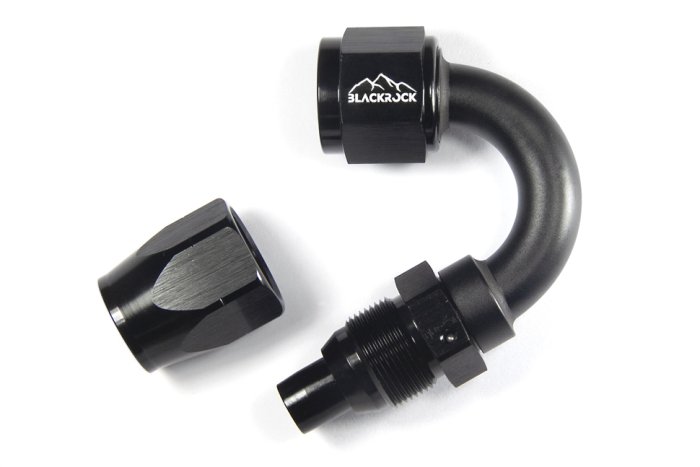 - 8 AN (8AN AN8) фитинг 150°, 20 серия Cutter Style, BLACKROCK LAB ЧЁРНЫЙ, A08-150-2BK