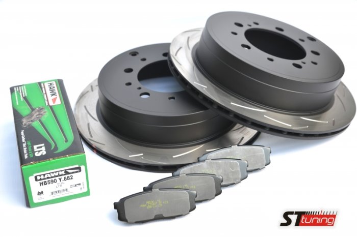 КОМПЛЕКТ ЗАДНИЙ: Тормозные диски DBA 42723S T3 + колодки HAWK LTS Toyota  LC 200,Lexus LX570,LX450D