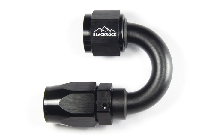- 8 AN (8AN AN8) фитинг 180°, 20 серия Cutter Style, BLACKROCK LAB ЧЁРНЫЙ, A08-180-2BK