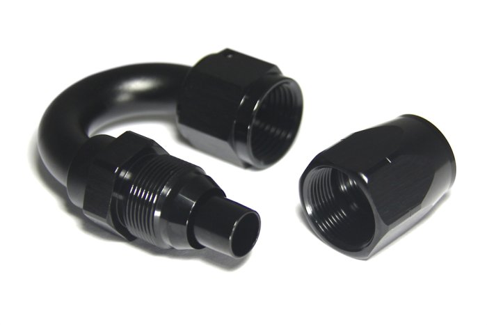 - 8 AN (8AN AN8) фитинг 180°, 20 серия Cutter Style, BLACKROCK LAB ЧЁРНЫЙ, A08-180-2BK