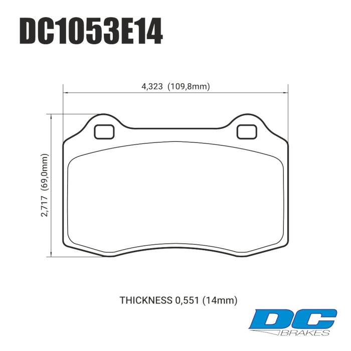 Колодки тормозные DC1053E14 DC Brakes RT.2 Brembo тип A, C, F; JBT CM4P1