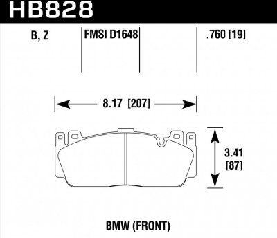 Колодки тормозные HB828N.760 HAWK HP Plus BMW M5 F10; M6 F13; M2 F87 M Sport передние