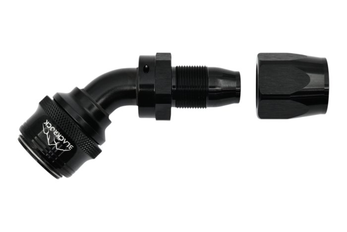 - 6 AN (6AN AN6) фитинг 45°, быстросъём М - шланг, Easy-Release, BLACKROCK LAB, FA06-045-F