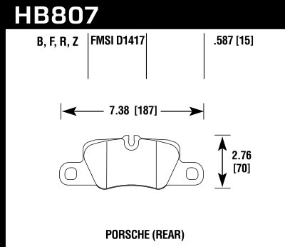 Колодки тормозные HB807Z.587 HAWK PC задние 911 (991) Carrera 2011-&gt; ; Panamera 2009-&gt;