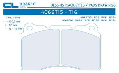 Колодки тормозные 4066T16RC5 CL-Brakes RC5 передние MMC Lancer Evo V-X / SUBARU WRX STI / MEGAN RS
