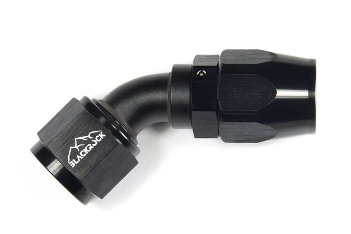 - 10 AN (10AN AN10) фитинг 45°, 20 серия Cutter Style, BLACKROCK LAB ЧЁРНЫЙ, A10-045-2BK