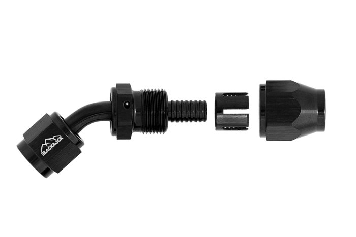 - 4 AN (4AN AN4) фитинг 45°, K90 серия, BLACKROCK LAB ЧЁРНЫЙ, K04-045-9BK