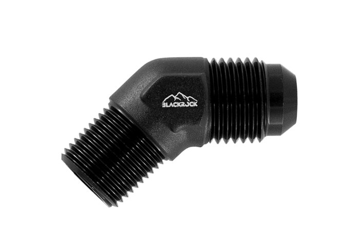 Адаптер П AN08 - П 3/8 NPT, 45°, алюминий, BLACKROCK LAB, AF823-083845BK