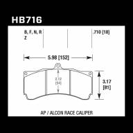 Колодки тормозные HB716F.710 HAWK HPS для AP Racing CP5555, Alcon 6, толщина 18mm - Колодки тормозные HB716F.710 HAWK HPS для AP Racing CP5555, Alcon 6, толщина 18mm