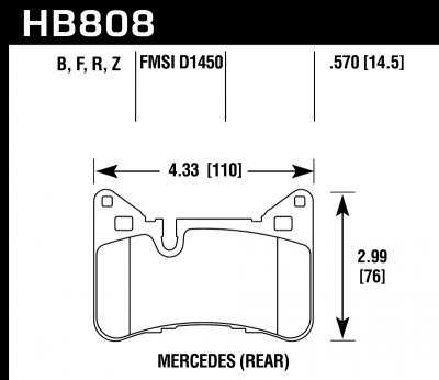 Колодки тормозные HB808B.570 HAWK HPS 5.0 Mercedes-Benz C63 AMG Black Series задние