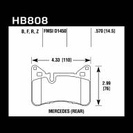 Колодки тормозные HB808B.570 HAWK HPS 5.0 Mercedes-Benz C63 AMG Black Series задние - Колодки тормозные HB808B.570 HAWK HPS 5.0 Mercedes-Benz C63 AMG Black Series задние
