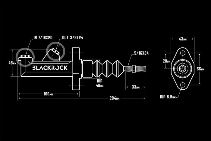 Главный тормозной цилиндр, диаметр 0.75" (3/4") BLACKROCK LAB, BMC-075