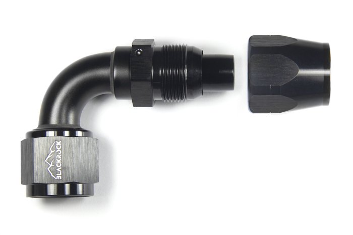 - 10 AN (10AN AN10) фитинг 90°, 20 серия Cutter Style, BLACKROCK LAB ЧЁРНЫЙ, A10-090-2BK