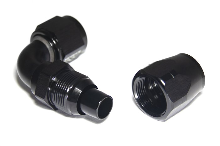 - 10 AN (10AN AN10) фитинг 90°, 20 серия Cutter Style, BLACKROCK LAB ЧЁРНЫЙ, A10-090-2BK