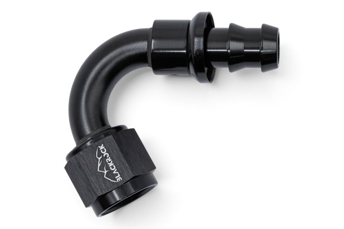 - 8 AN (8AN AN8) фитинг 120°, PUSH FIT серия BLACKROCK LAB P08-120-7BK