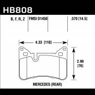 Колодки тормозные HB808F.570 HAWK HPS Mercedes-Benz C63 AMG Black Series задние - Колодки тормозные HB808F.570 HAWK HPS Mercedes-Benz C63 AMG Black Series задние