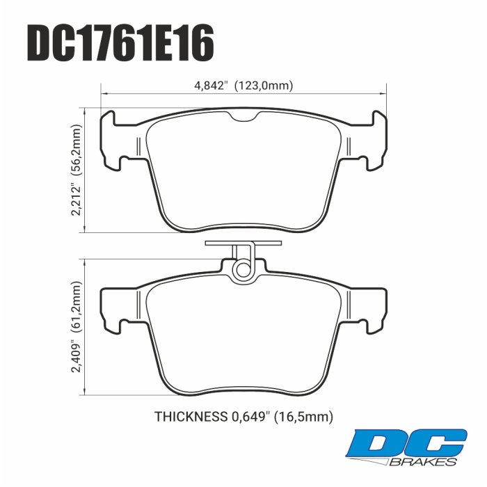 Колодки тормозные DC1761E16 DC brakes RT.2, задние A3 8V; TT 8S; GOLF 7; PASSAT 3G; 