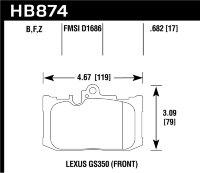 Колодки тормозные HB874Y.682 LTS перед LEXUS GS; RC; 