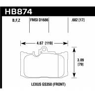 Колодки тормозные HB874Y.682 LTS перед LEXUS GS; RC;  - Колодки тормозные HB874Y.682 LTS перед LEXUS GS; RC; 