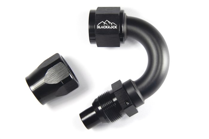 - 10 AN (10AN AN10) фитинг 150°, 20 серия Cutter Style, BLACKROCK LAB ЧЁРНЫЙ, A10-150-2BK