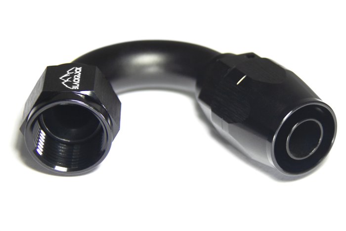 - 10 AN (10AN AN10) фитинг 150°, 20 серия Cutter Style, BLACKROCK LAB ЧЁРНЫЙ, A10-150-2BK