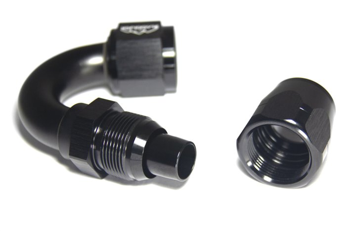 - 10 AN (10AN AN10) фитинг 150°, 20 серия Cutter Style, BLACKROCK LAB ЧЁРНЫЙ, A10-150-2BK