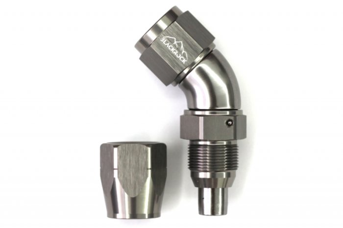 - 8 AN (8AN AN8) фитинг 45°, Full Flow серия BLACKROCK LAB A08-045-3Ti