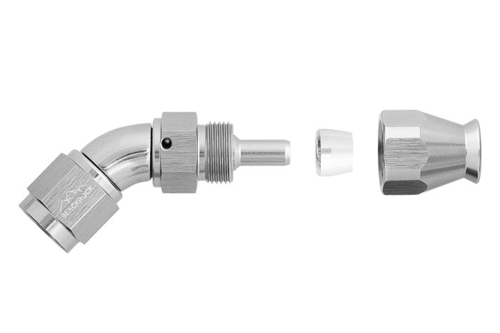 - 4 AN (4AN AN4) фитинг 45° D-04 Full Flow BLACKROCK LAB T04-045-3Ti под тефлоновый шланг