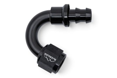 - 8 AN (8AN AN8) фитинг 150°, PUSH FIT серия BLACKROCK LAB P08-150-7BK