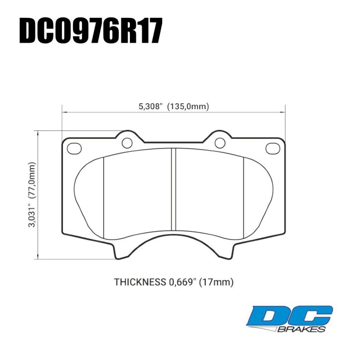 Колодки тормозные DC0976R17 DC Brakes Street HD+, перед LEXUS GX460 / GX470;  Prado 150/120; PAJERO