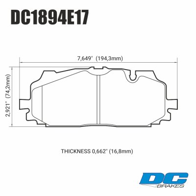 Колодки тормозные DC1894E17 DC brakes RT.2, перед A4 B9 RS4; A5 F53; Q5 FYB; Q7 4MB; Akebono