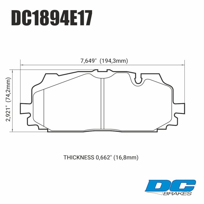 Колодки тормозные DC1894E17 DC brakes RT.2, перед A4 B9 RS4; A5 F53; Q5 FYB; Q7 4MB; Akebono