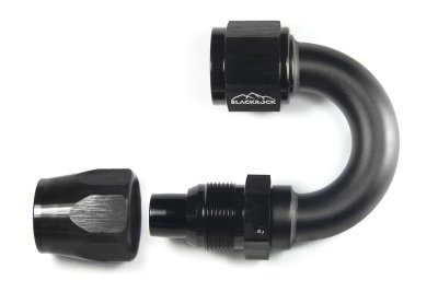 - 10 AN (10AN AN10) фитинг 180°, 20 серия Cutter Style, BLACKROCK LAB ЧЁРНЫЙ, A10-180-2BK