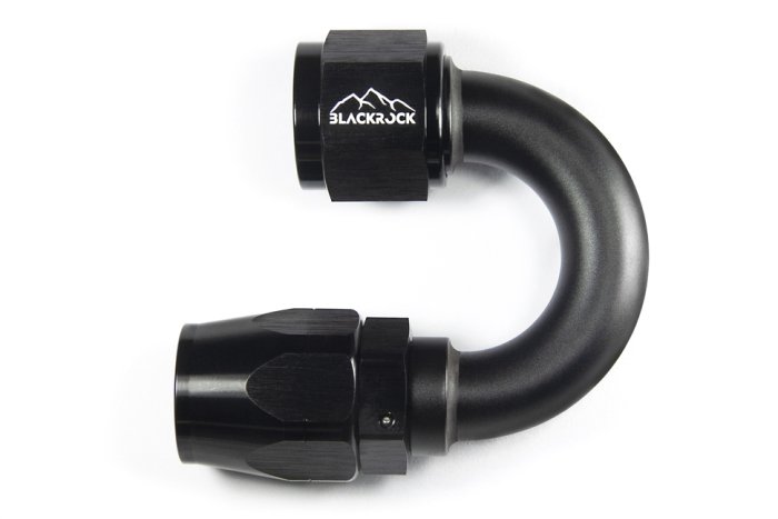 - 10 AN (10AN AN10) фитинг 180°, 20 серия Cutter Style, BLACKROCK LAB ЧЁРНЫЙ, A10-180-2BK