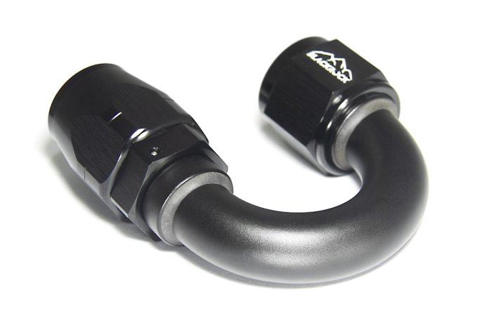 - 10 AN (10AN AN10) фитинг 180°, 20 серия Cutter Style, BLACKROCK LAB ЧЁРНЫЙ, A10-180-2BK