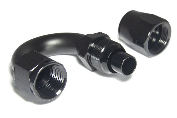 - 10 AN (10AN AN10) фитинг 180°, 20 серия Cutter Style, BLACKROCK LAB ЧЁРНЫЙ, A10-180-2BK