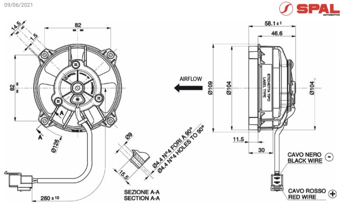 Вентилятор толкающий (перед радиатором) 4" (96mm) 210 м3/ч SPAL VA32-A101-62S