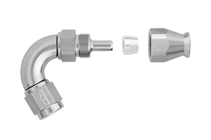 - 4 AN (4AN AN4) фитинг 120° D-04 Full Flow BLACKROCK LAB T04-120-3Ti под тефлоновый шланг