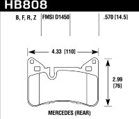 Колодки тормозные HB808Z.570 HAWK  Mercedes-Benz C63 AMG Black Series задние