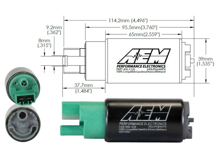 Бензонасос 340 л/ч, компакт, с установочным комплектом AEM 50-1220