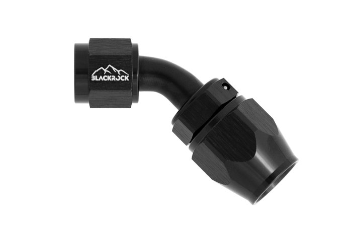 - 6 AN (6AN AN6) фитинг 45°, K90 серия, BLACKROCK LAB ЧЁРНЫЙ, K06-045-9BK
