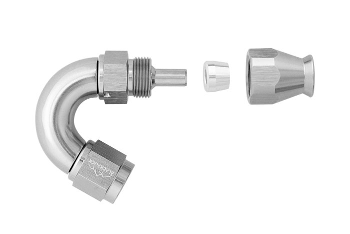 - 4 AN (4AN AN4) фитинг 150° D-04 Full Flow BLACKROCK LAB T04-150-3Ti под тефлоновый шланг