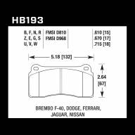 Колодки тормозные HB193V.670 HAWK HT-14 Brembo 17 mm - Колодки тормозные HB193V.670 HAWK HT-14 Brembo 17 mm