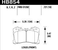 Колодки тормозные HB854Z.721 HAWK PC Lexus LS (F4), LS350, LS500 2017->  передние