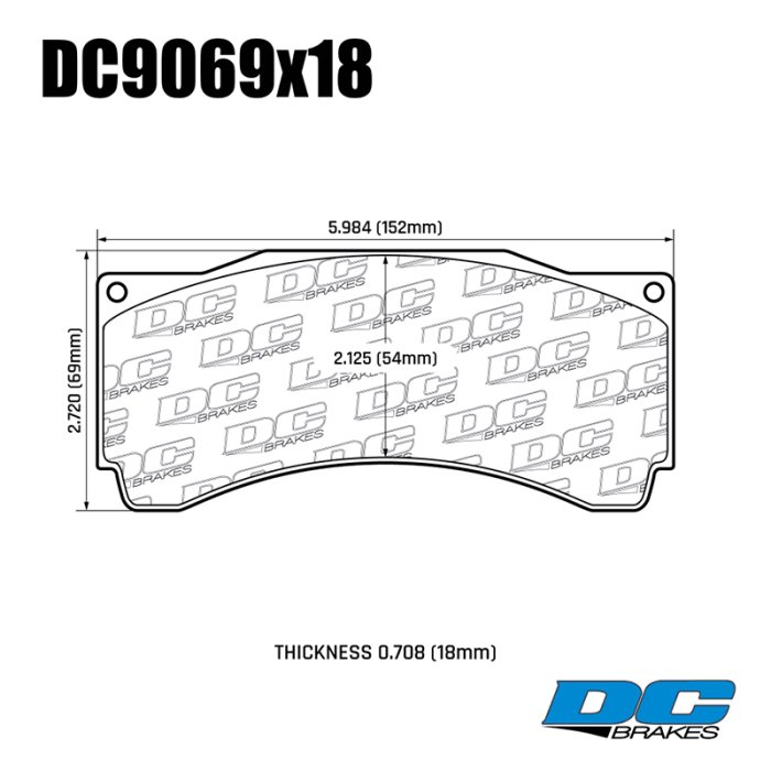 Колодки тормозные DC9069M18 DC Brakes R27 RACING AP RACING 9660; CP3905D54; 18 mm